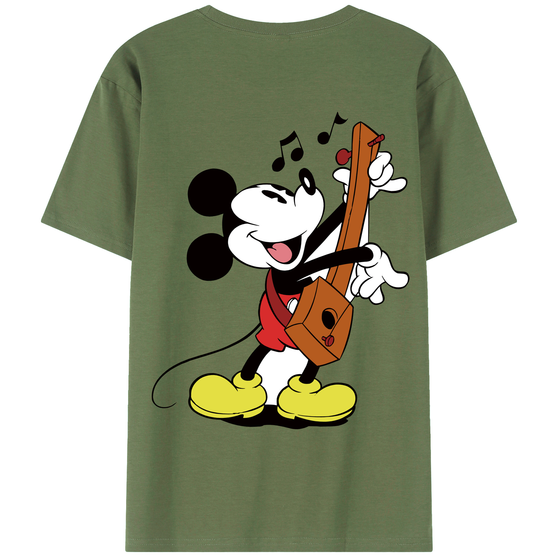 ミッキーマウス Mickey Mouse 綿100％ メンズ半袖Tシャツ（バックプリント） 通気性